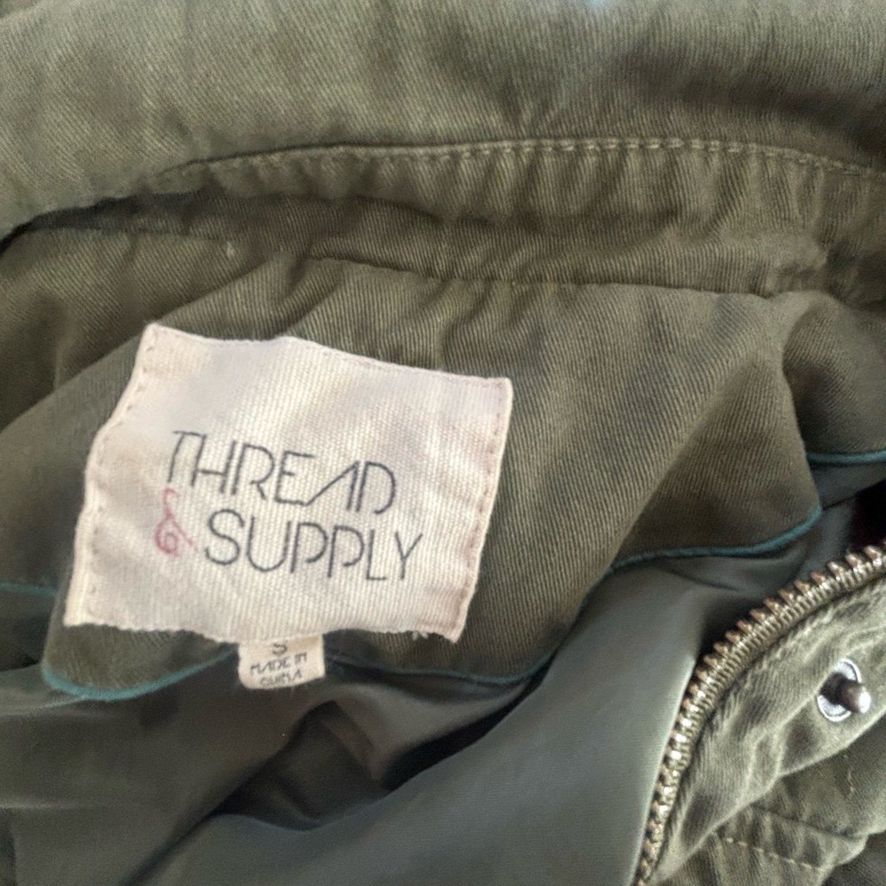 Thread & Supply Green Aztec Sweater Utility Army Jacket Size Small - Picture 8 of 9